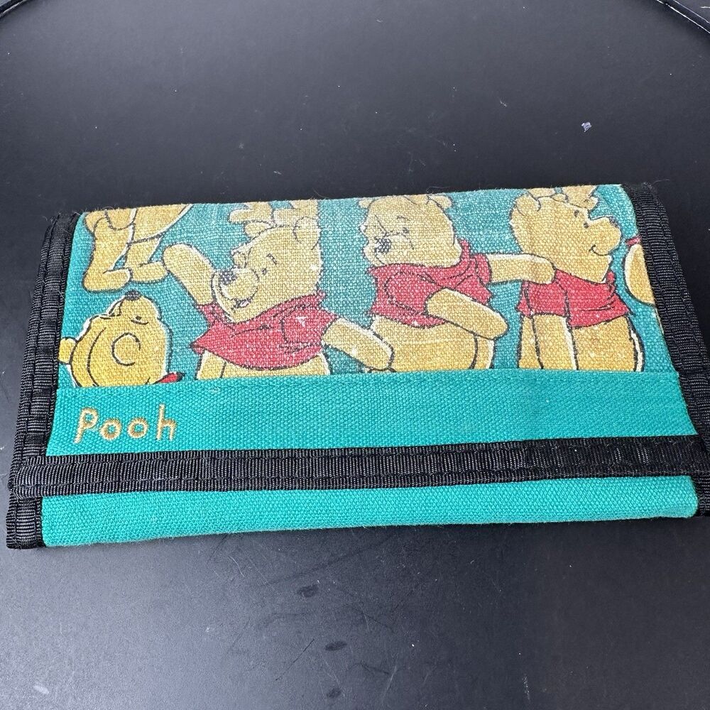 Disney Store Winnie Pooh Checkbook Wallet Vintage Wristlet Teal Green 90s Y2k
